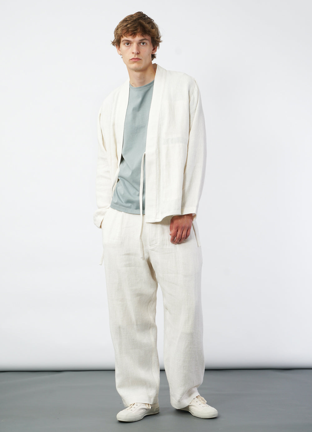 HG Bobby Wide Pleated Trousers Off White Gauze