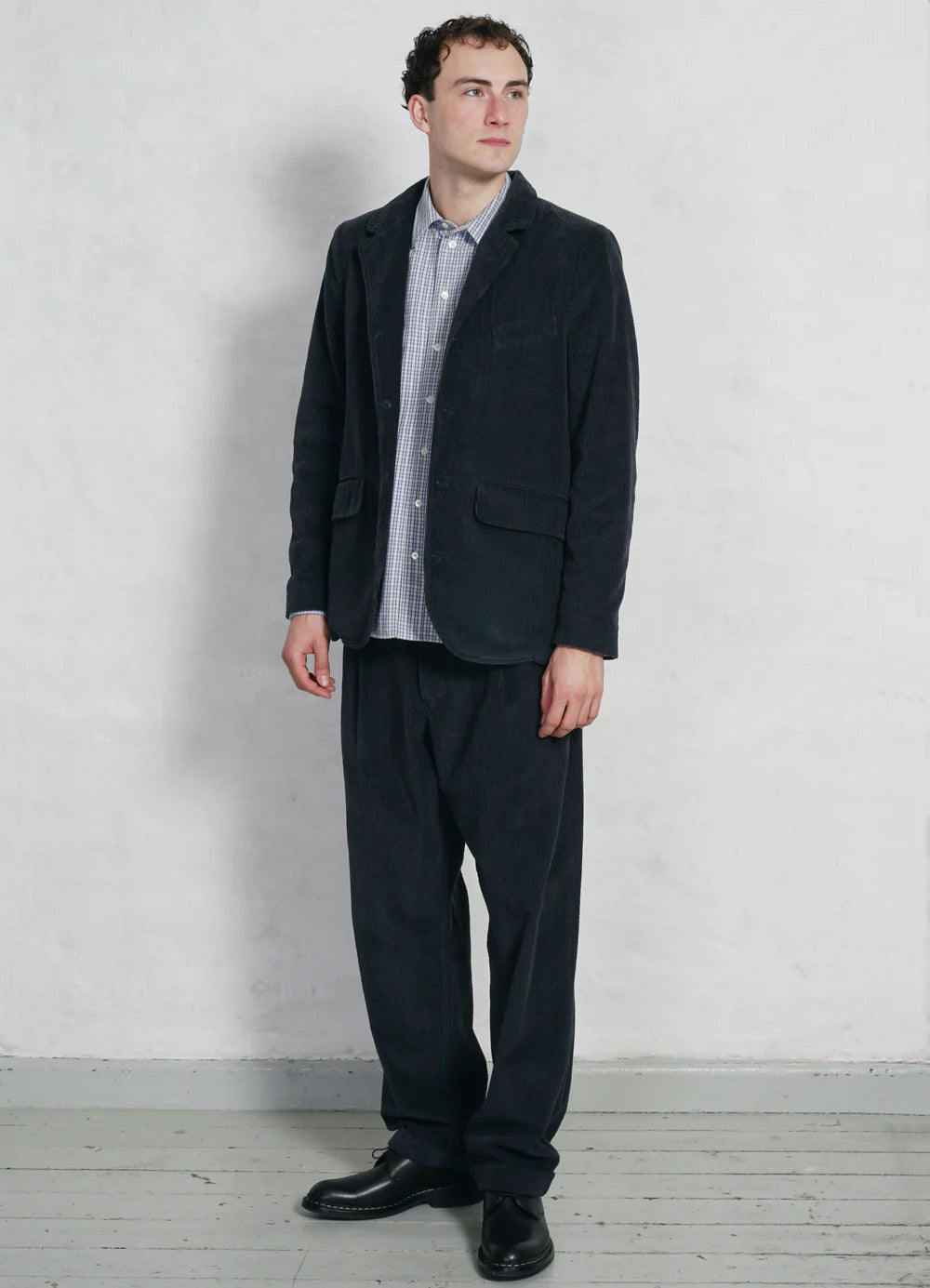 HG Sune Pleated Wide Cut Trousers Dusty Navy