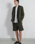 HG Kaare Wide Pleated Shorts Olive Drill