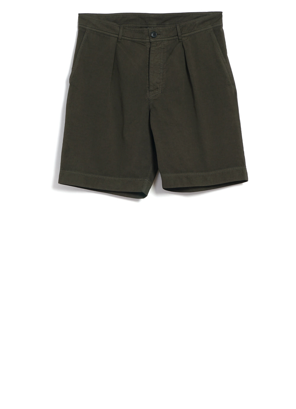HG Kaare Wide Pleated Shorts Olive Drill