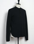 HG HERMANN Long Sleeve Knitted Henley Black