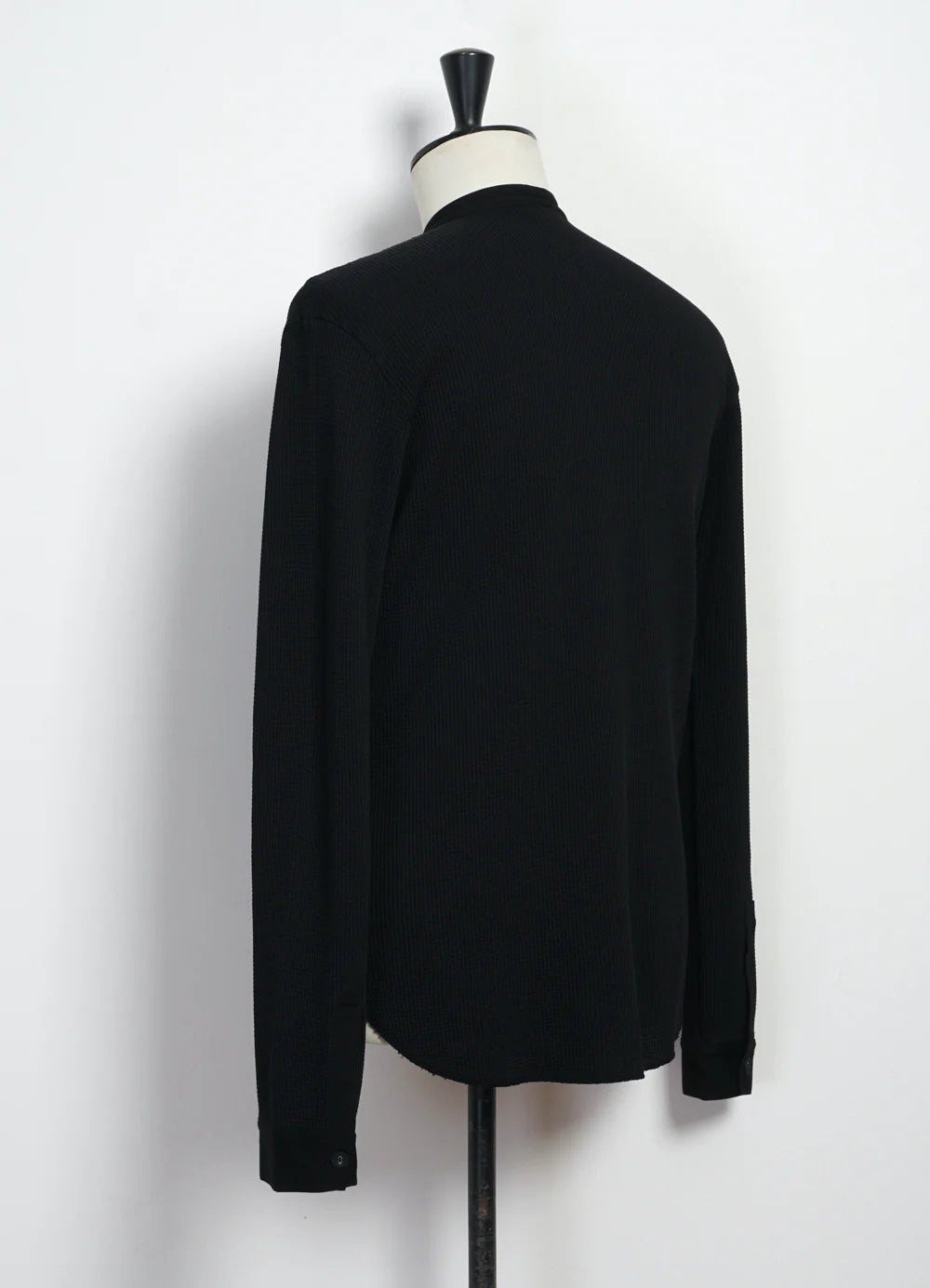HG HERMANN Long Sleeve Knitted Henley Black