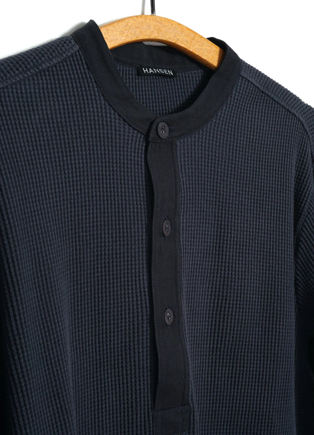 HG HERMANN Long Sleeve Knitted Henley Blue Grey