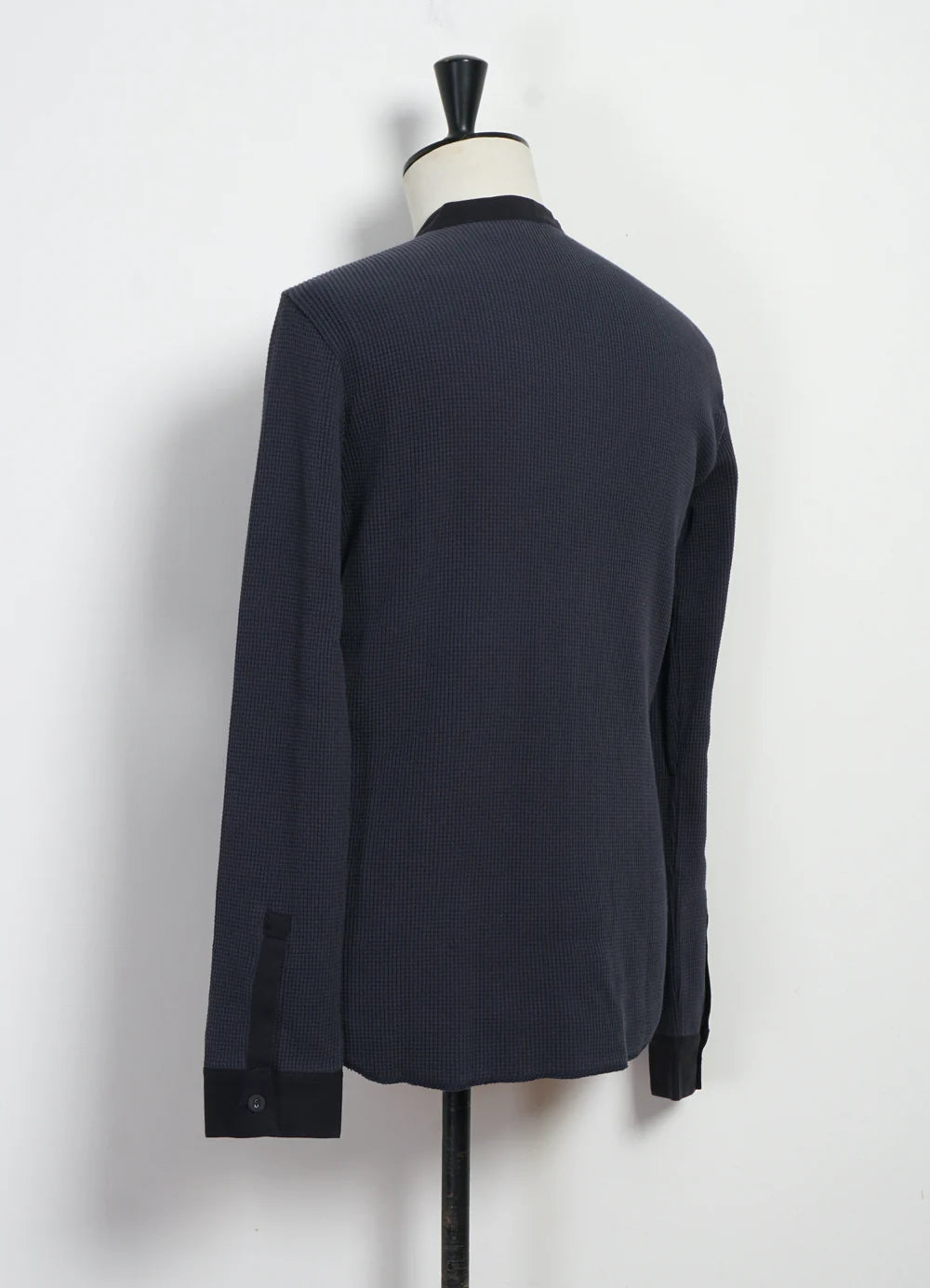 HG HERMANN Long Sleeve Knitted Henley Blue Grey
