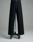 Motiv Pleat Denim Trousers Hemp Cotton Black