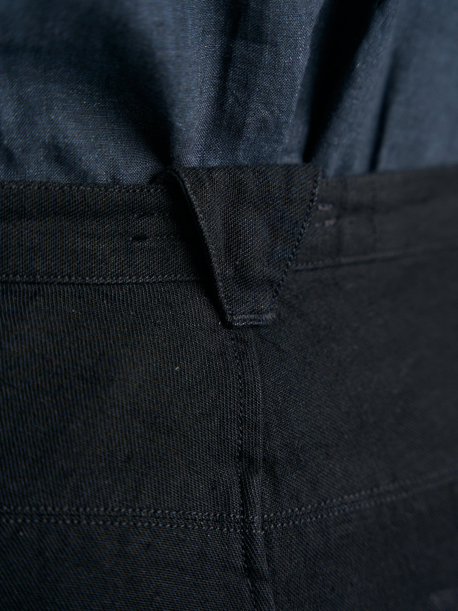 Motiv Pleat Denim Trousers Hemp Cotton Black