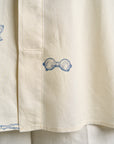 Motiv Karo Shirt Printed Silk Blue on Cream