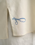 Motiv Karo Shirt Printed Silk Blue on Cream