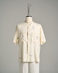 Motiv Karo Shirt Printed Silk Blue on Cream