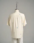 Motiv Karo Shirt Printed Silk Blue on Cream