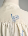 Motiv Karo Shirt Printed Silk Blue on Cream