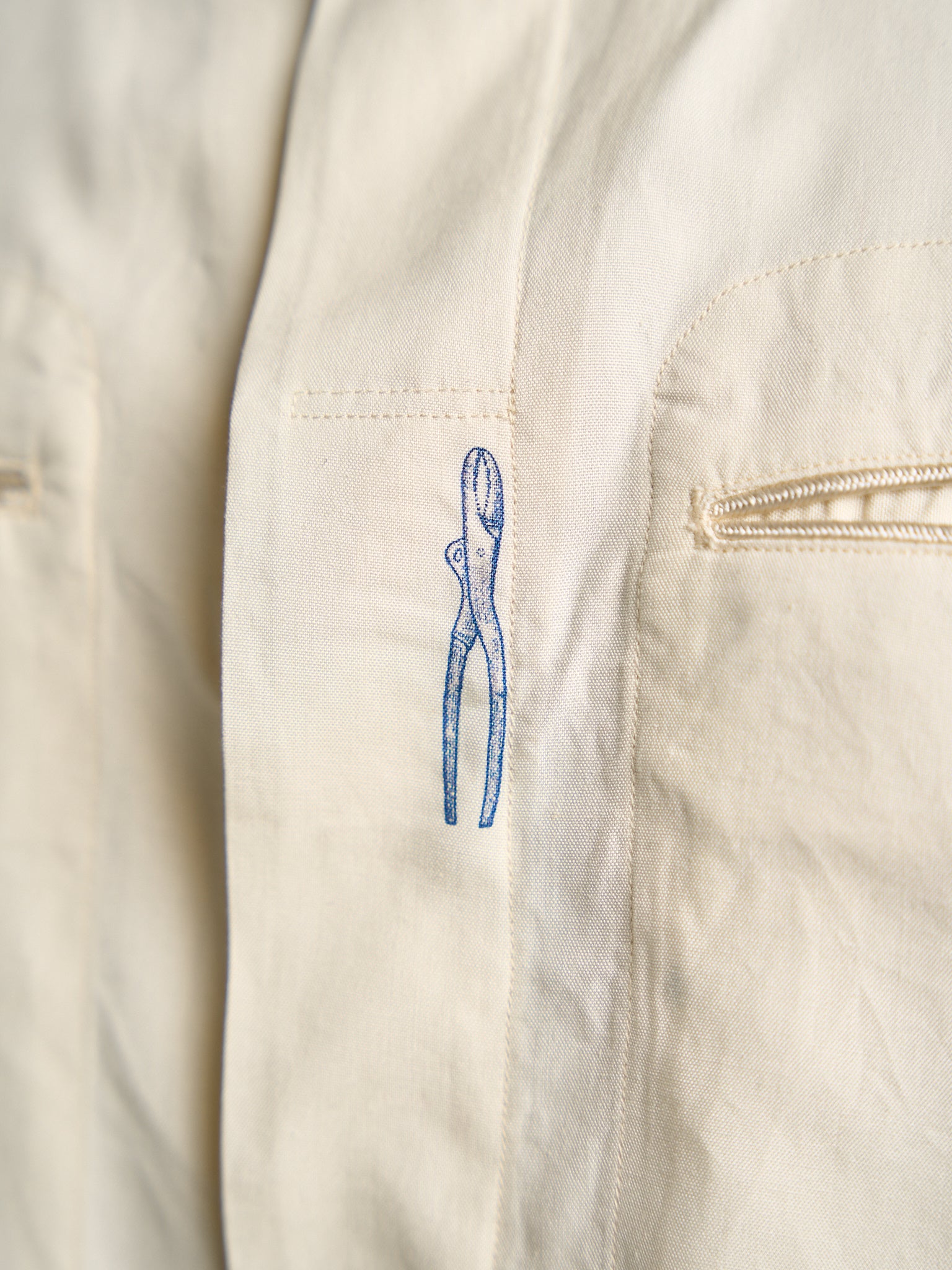 Motiv Karo Shirt Printed Silk Blue on Cream