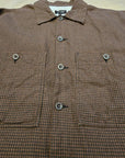 Evan Kinori Field Shirt Two Overdyed Linen Check Brown/Black