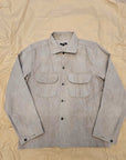 Evan Kinori Field Shirt Linen/Cotton Herringbone Dark Beige