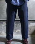 Evan Kinori Single Pleat Pant Organic Cotton Indigo/Sumi Ink