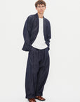 HG Andrew Balloon Trousers Washed Navy Cotton/Linen