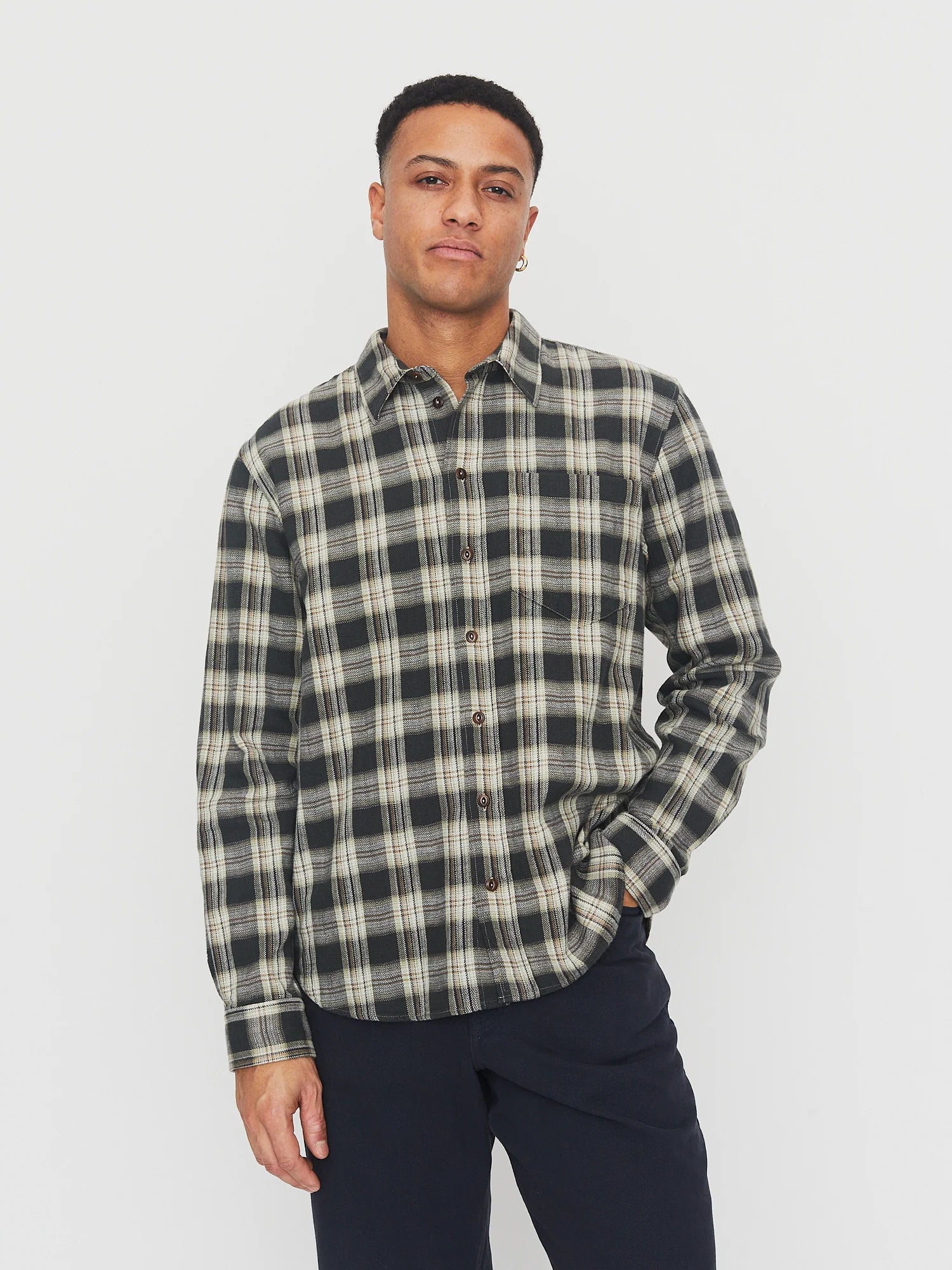 HG Raymond Loose Cut Shirt Black Checks