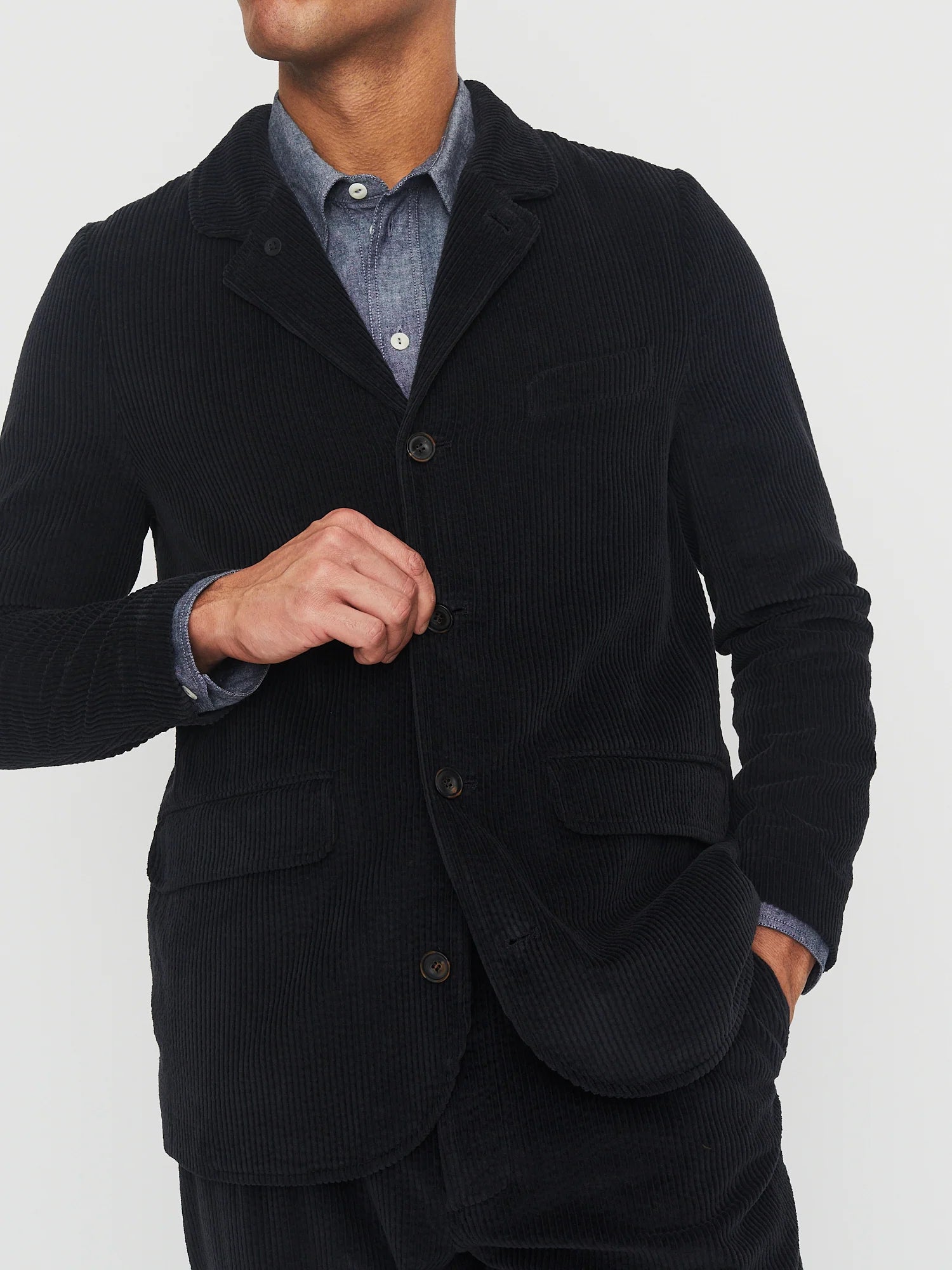 HG Vincent Classic Four Button Workwear Blazer Dusty Black