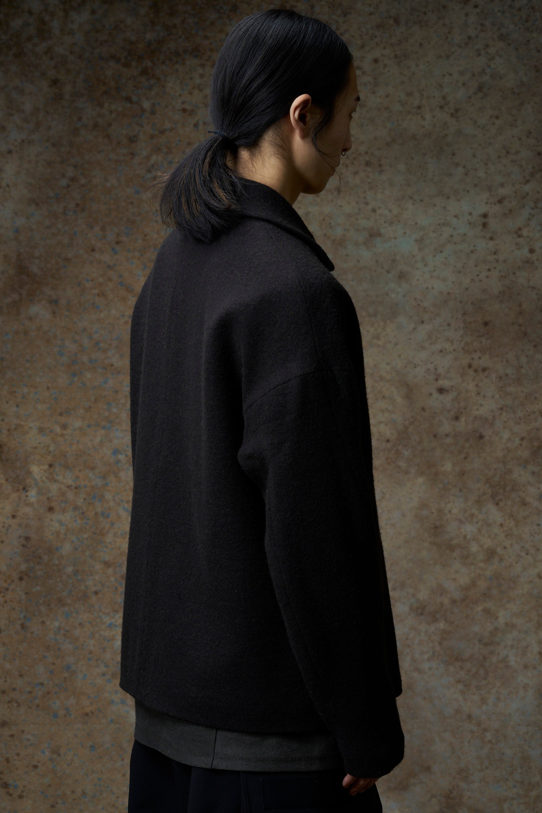 DEVOA Loose Fit Jacket Camel Wool Faded Black