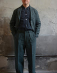 Motiv 1920s Peak Lapel Sack Jacket Overdyed Raw French Linen Teal