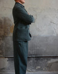 Motiv 1920s Peak Lapel Sack Jacket Overdyed Raw French Linen Teal