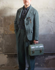 Motiv 1920s Peak Lapel Sack Jacket Overdyed Raw French Linen Teal