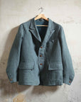 Motiv 1920s Peak Lapel Sack Jacket Overdyed Raw French Linen Teal