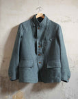 Motiv 1920s Peak Lapel Sack Jacket Overdyed Raw French Linen Teal