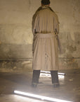 Newspeak Oversized Long Coat Houndstooth Wool Khaki
