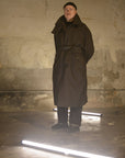Newspeak Oversized Long Coat Thornproof Wool Dark Brown