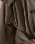 Newspeak Oversized Long Coat Houndstooth Wool Khaki