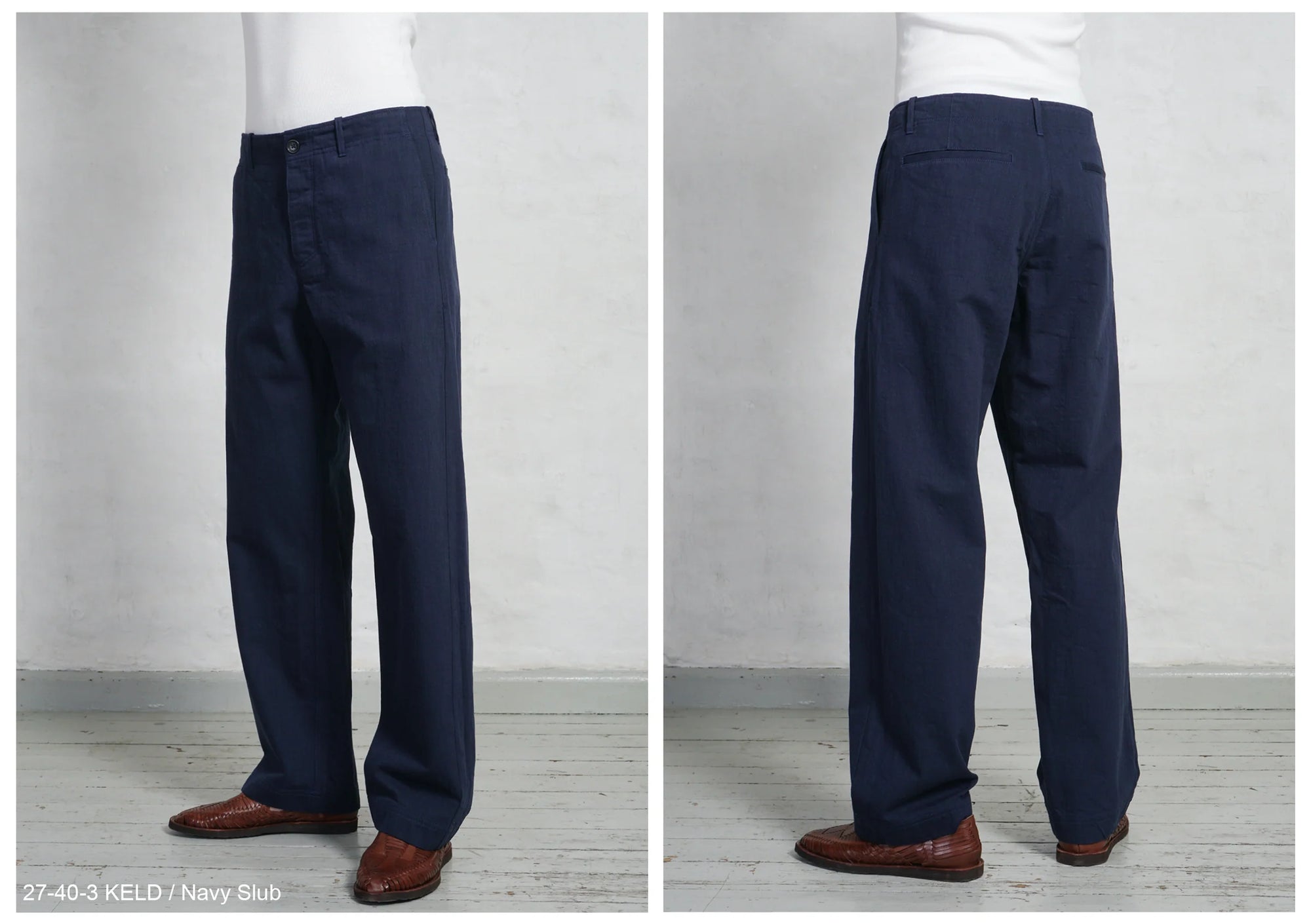 HG Keld Straight Legs Work Trousers Navy Slub