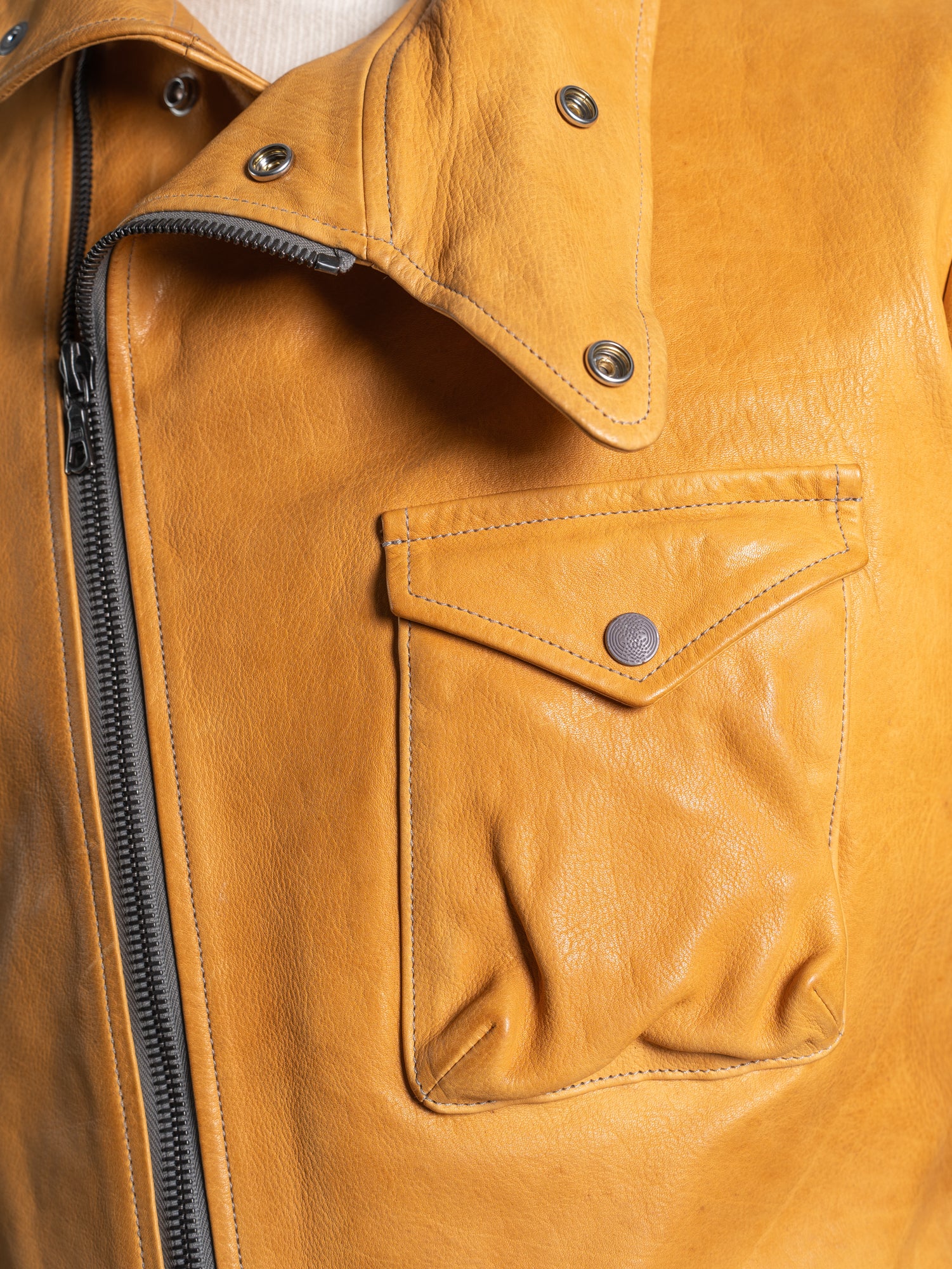 Motiv Sidcot Leather Jacket  Straw