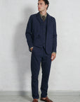 HG Knud Casual Waistcoat Navy Slub