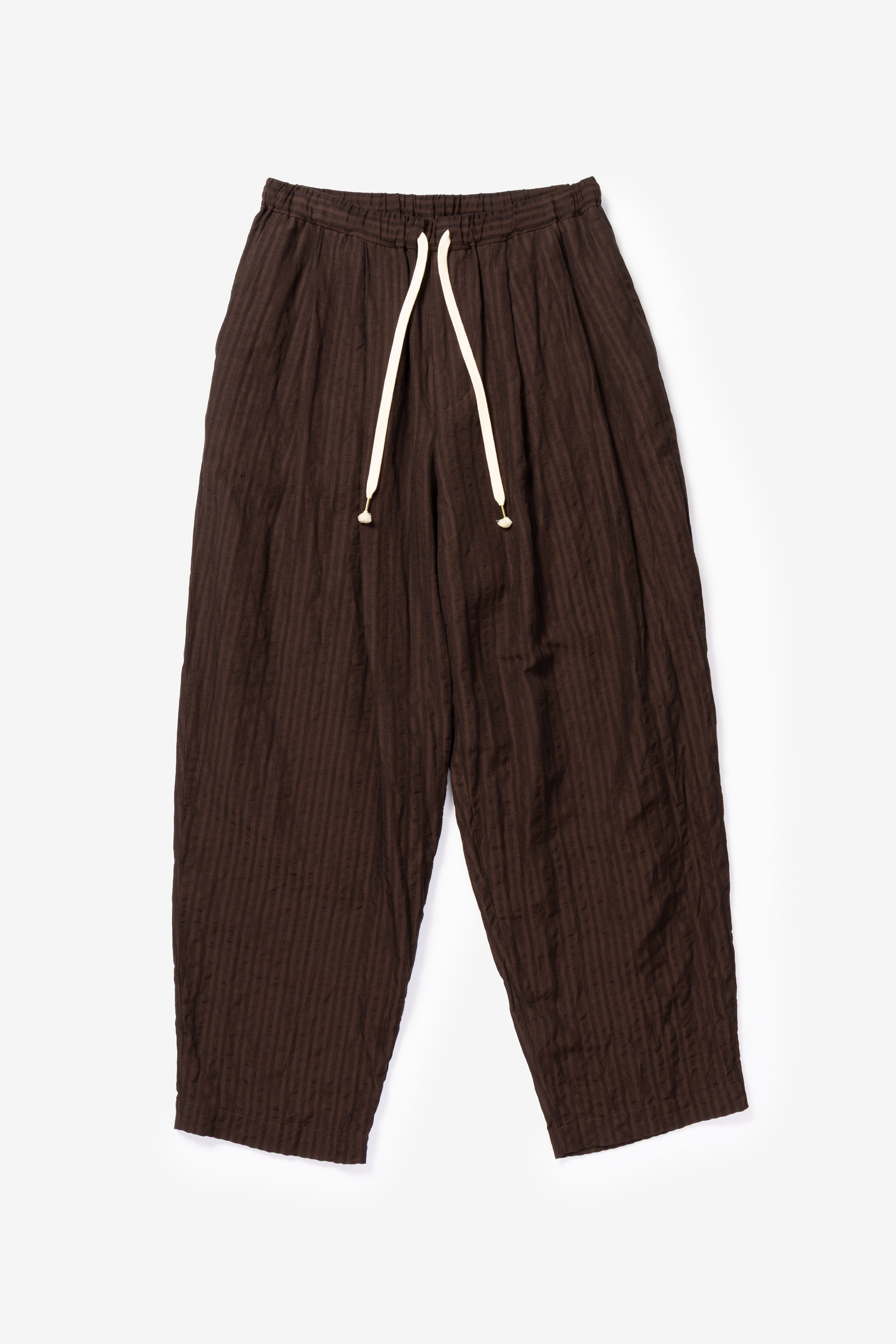 Calmlence Double Pleated Easy Tapered Pants Brown Stripe – Store