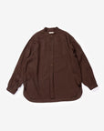 Calmlence Band Collar Pullover Shirt Dark Brown