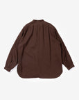 Calmlence Band Collar Pullover Shirt Dark Brown