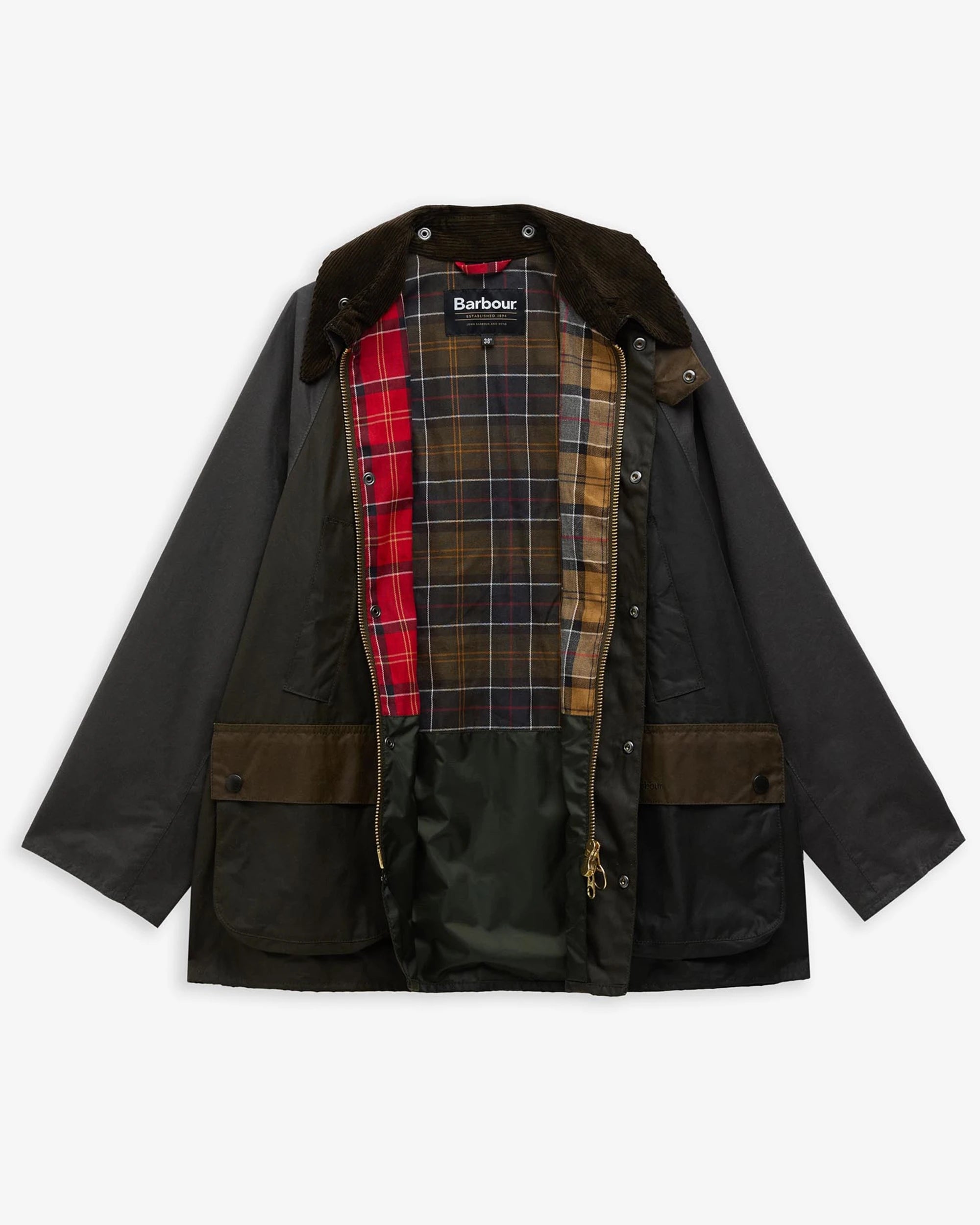 Barbour Oversized Bedale Patchwork Wax Jacket Sage (multi)