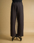 Motiv Dinner Trackpants Lin/Silk/Wool Charbrown