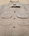 Evan Kinori Field Shirt Linen/Cotton Herringbone Dark Beige
