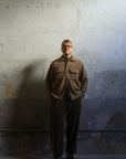 Evan Kinori Field Shirt Undyed Wool Tweed Dark Beige