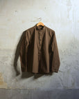 Evan Kinori Band Collar Shirt Org. Cotton Typewriter Anthracite