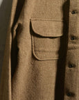 Evan Kinori Field Shirt Undyed Wool Tweed Dark Beige