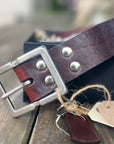 B&M 5yr anniv. Collab. Belt Oxblood Red Veg. Tan/Nickel